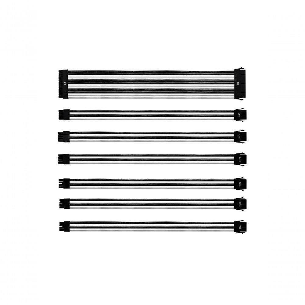 Kit De Cabo De Extensão Sleeved Psu 30 Cm Com Capa De Pvc Cooler Master - Branco E Preto - Cma-nest16wtbk1-gl