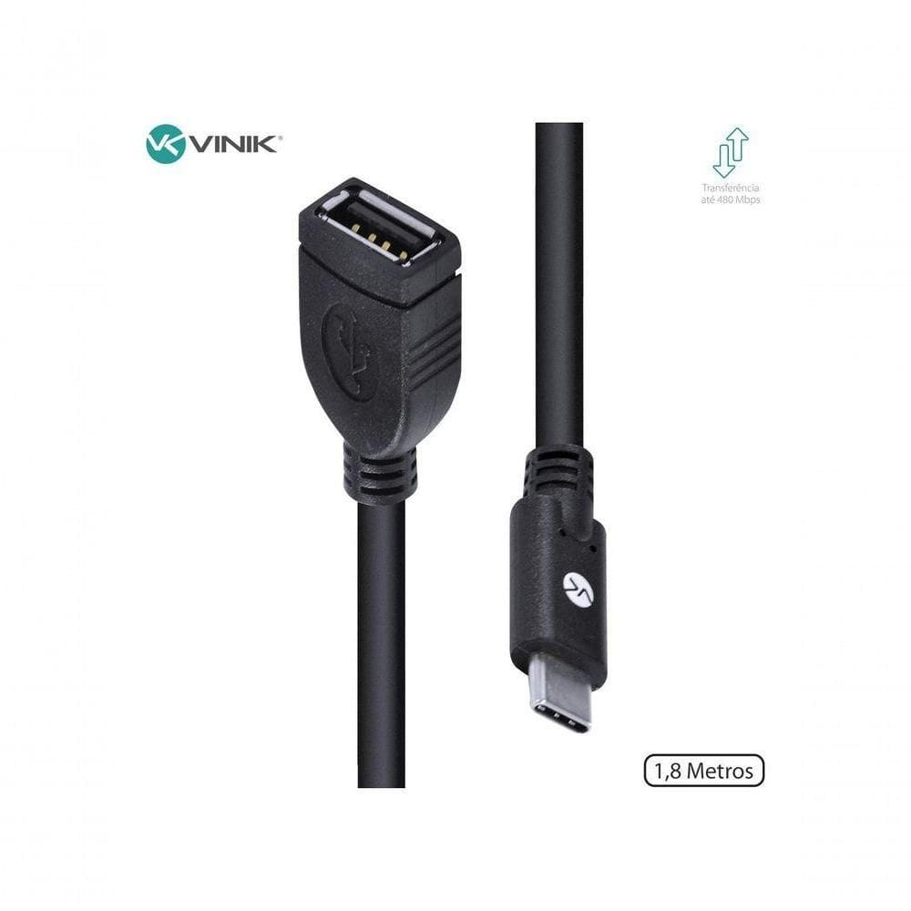 Cabo Usb Tipo C X Extensor Usb A Fêmea 2.0 1.8 Metros - C20uaf-2