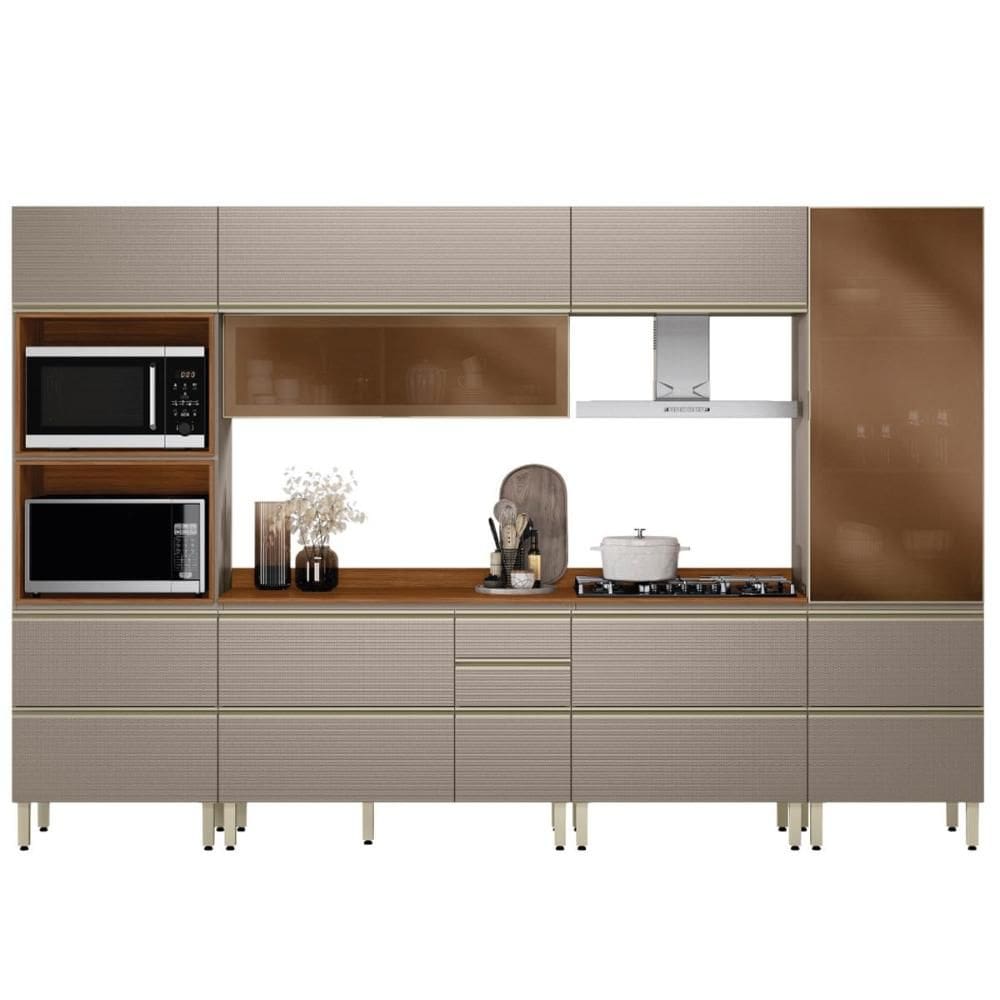 Cozinha Modulada Proença 6 Peças com Cristaleira e Balcão 80cm - Demartêz