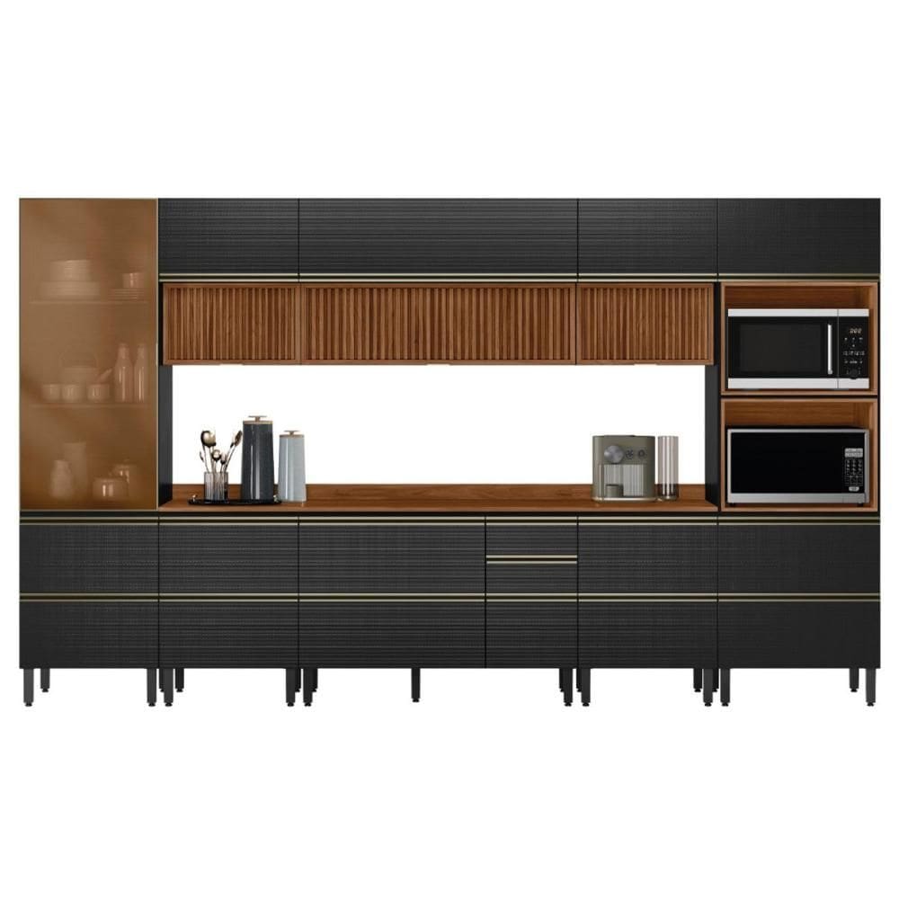 Cozinha Modulada Proença 8 Peças com Cristaleira e Balcão 120cm - Demartêz