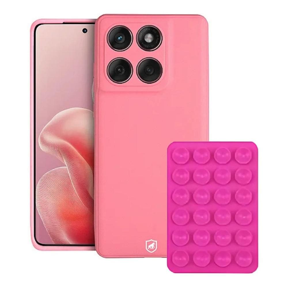 Capa Silicon Veloz para Motorola Moto Edge 60 Fusion + Ventosa - Rosa - Gshield