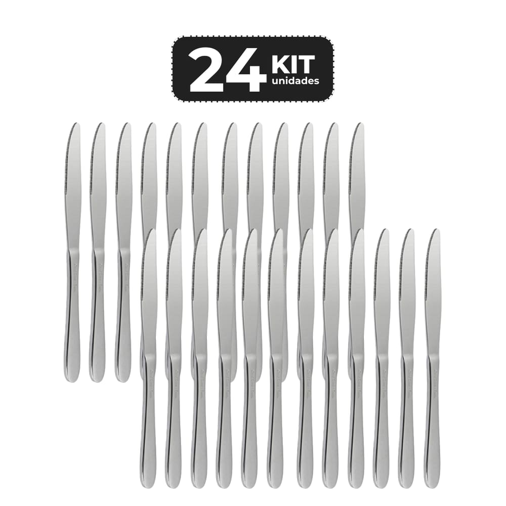 Kit 24 Faca De Sobremesa Inox Acabamento Brilho - Linha Pallas