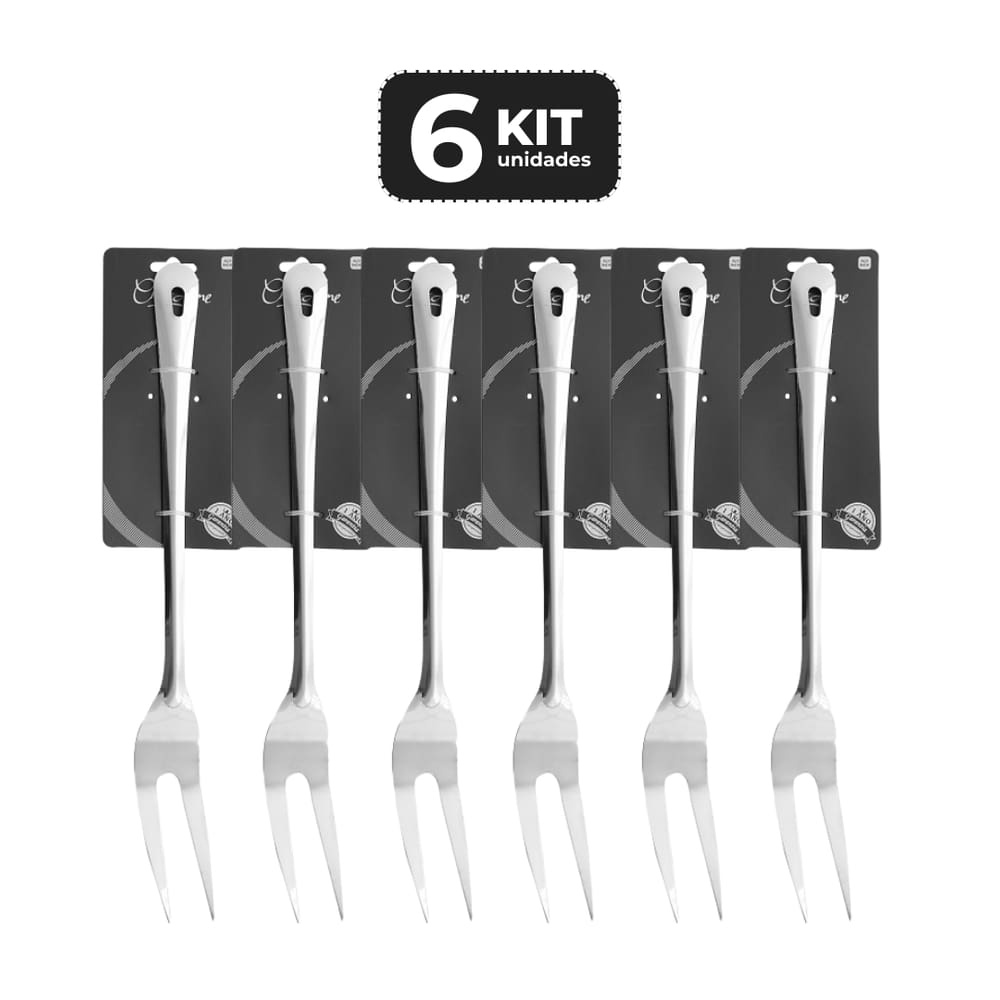 Kit 6 Garfo Trinchante Inox 36 Cm