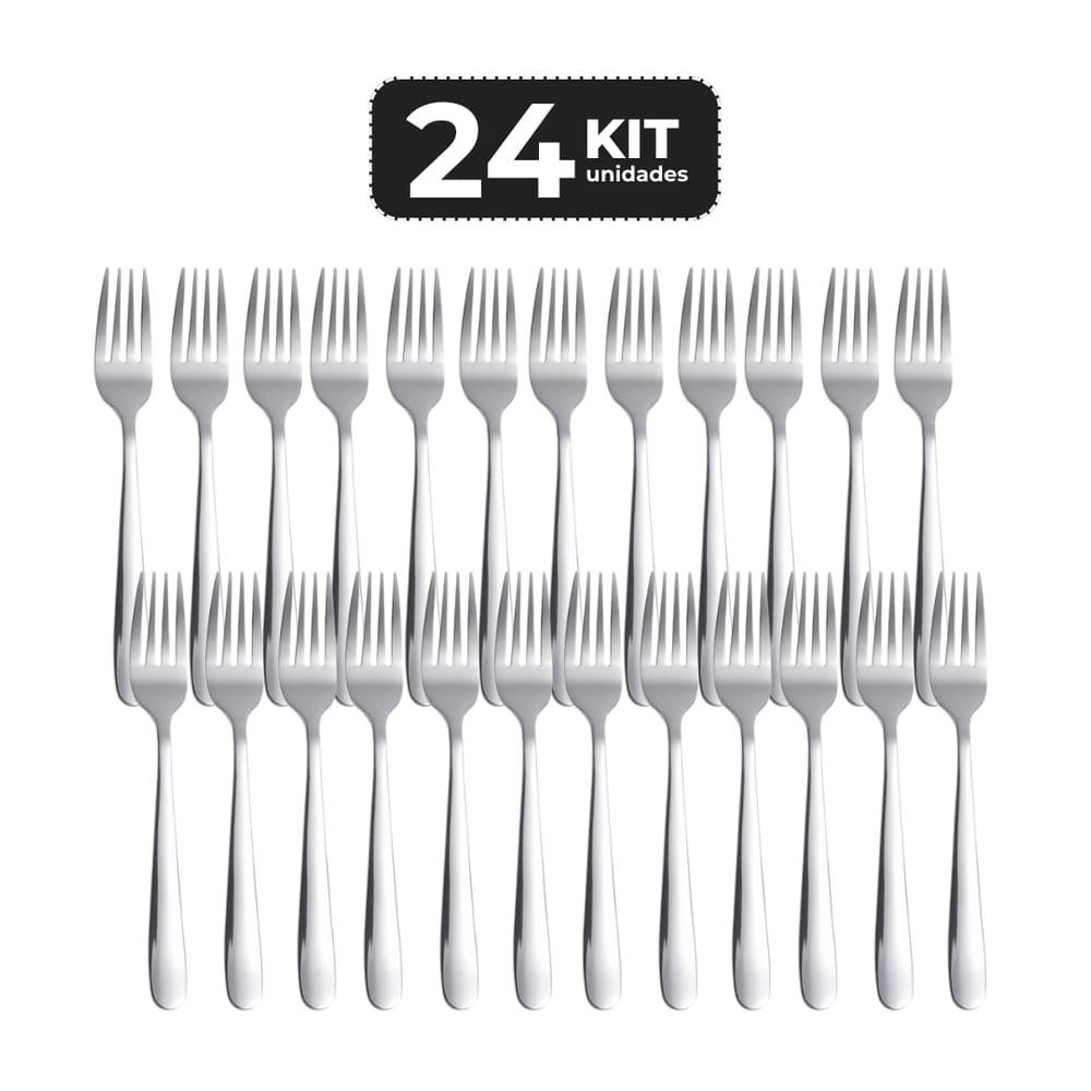 Kit 24 Garfo De Mesa Inox Acabamento Brilho - Linha Pallas