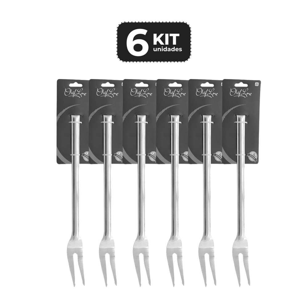 Kit 6 Garfo Trinchante Inox Com Virola 35 Cm