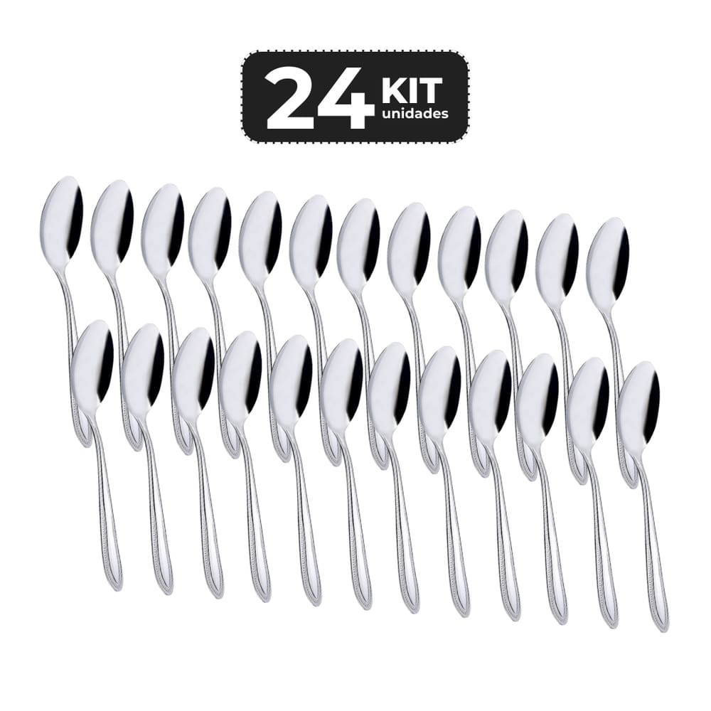 Kit 24 Colher De Mesa Inox Acabamento Brilho - Linha Selene