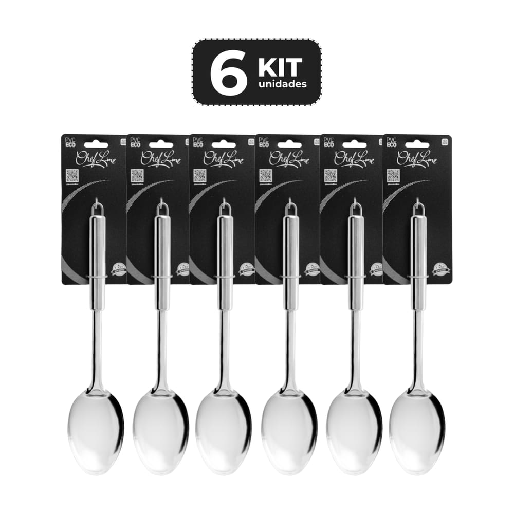 Kit 6 Colher Em Inox 30 Cm