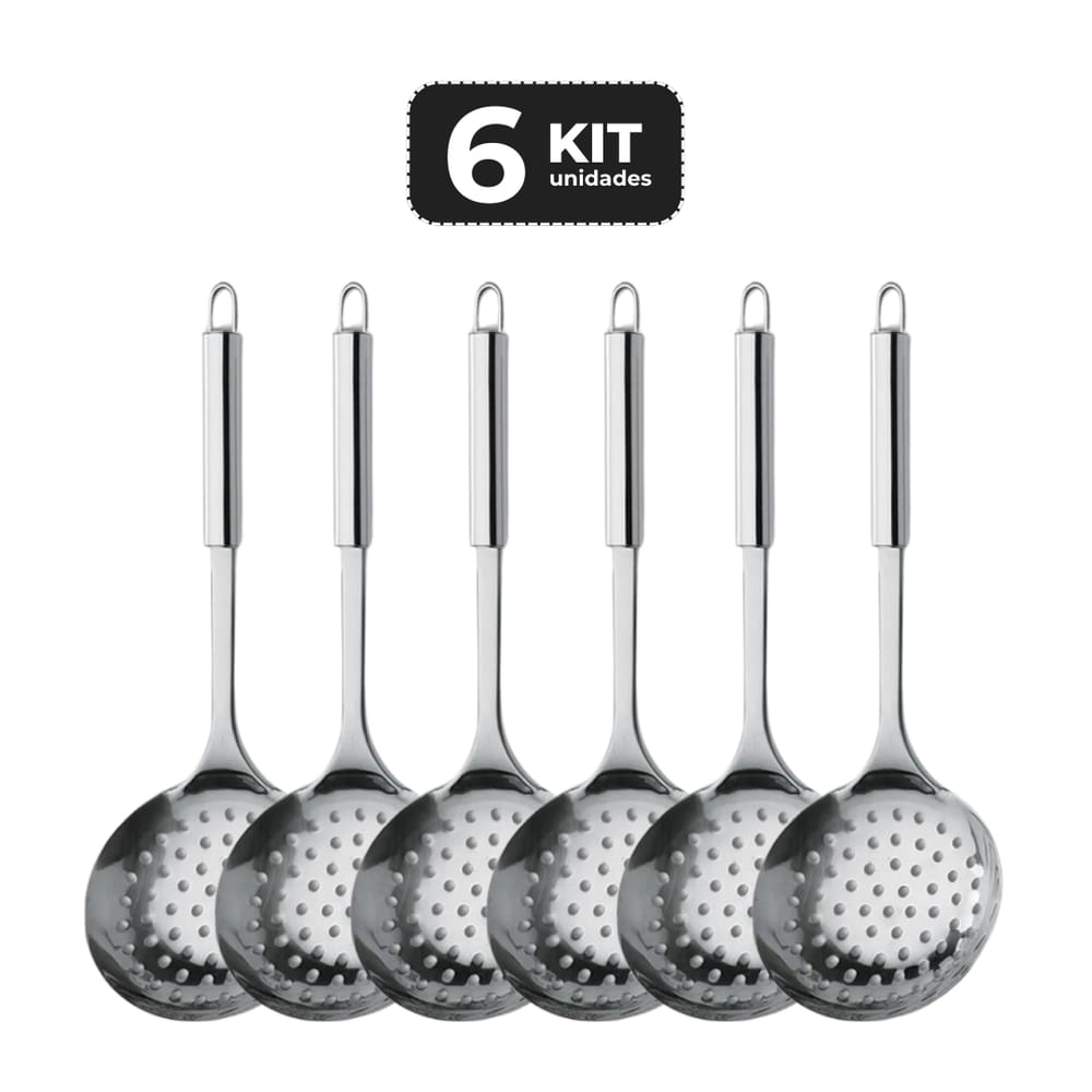 Kit 6 Espumadeira Em Inox 30 Cm