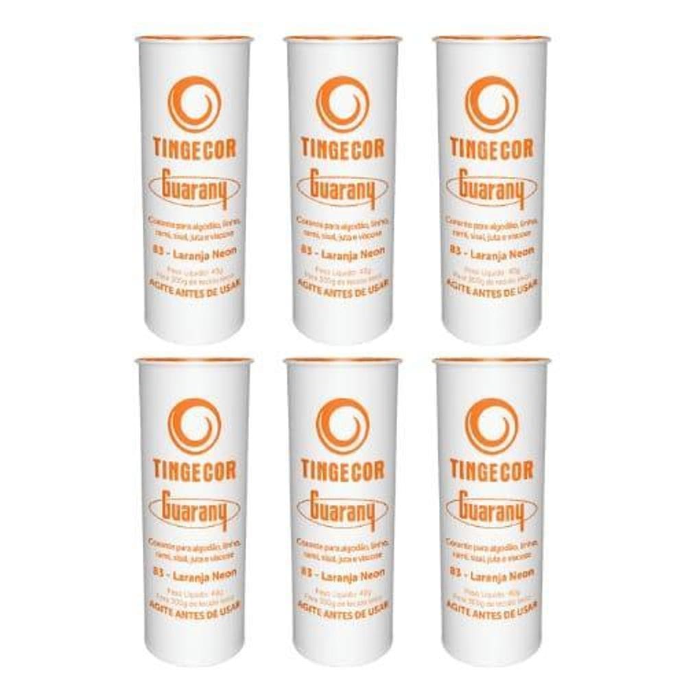 Tinta Tecido Tingecor Guarany 40G Tintol 6U Laranja Neon