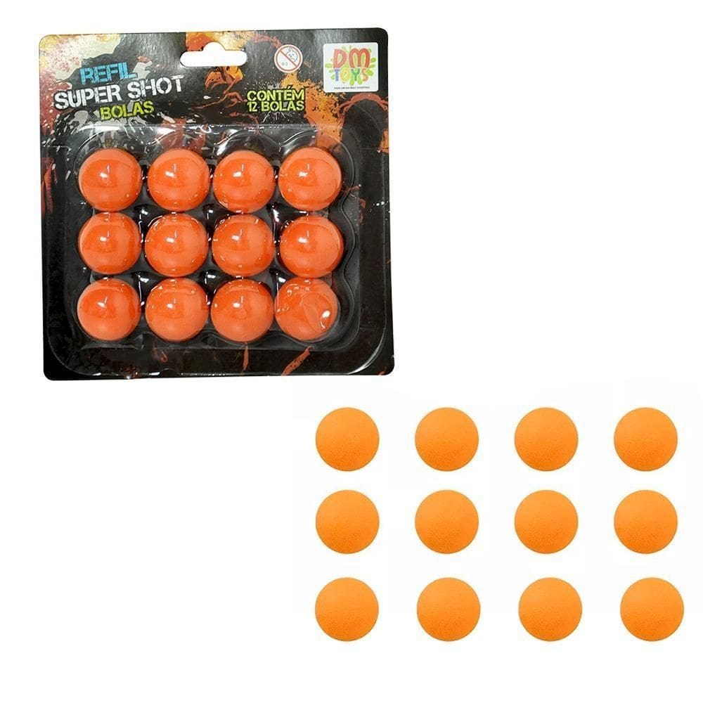 Refil Para Lançador Nerf Super Shot Com 12 Bolas De Espuma