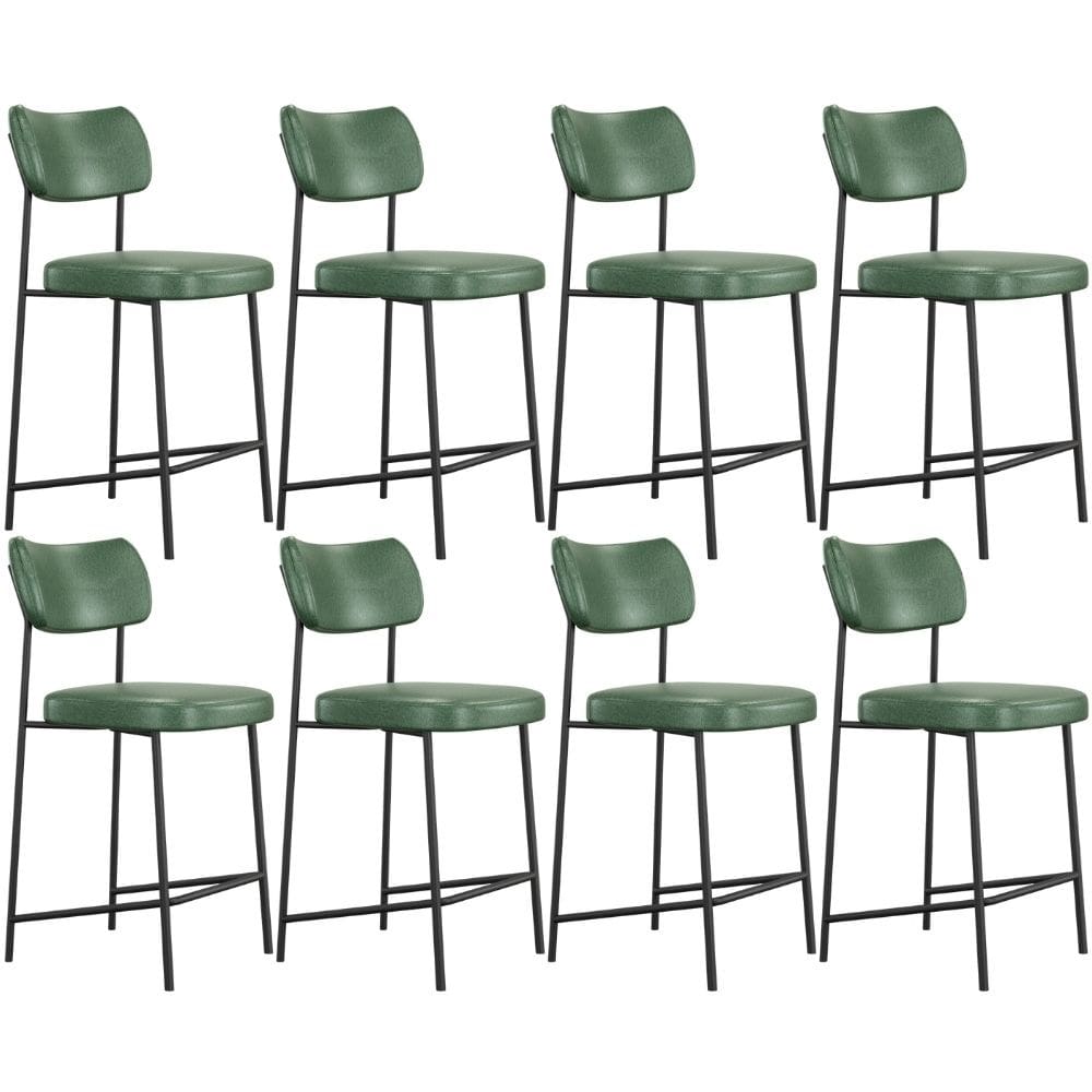 Kit 08 Banquetas Baixa Bar Cozinha Sala De Jantar Preto Melina L02 Couríssimo Verde - Lyam Decor