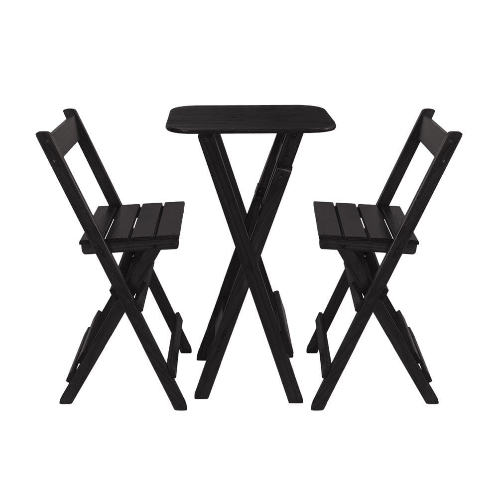 Mesinha Bistrô Alta com 2 Banquetas Dobravel Bares Preto