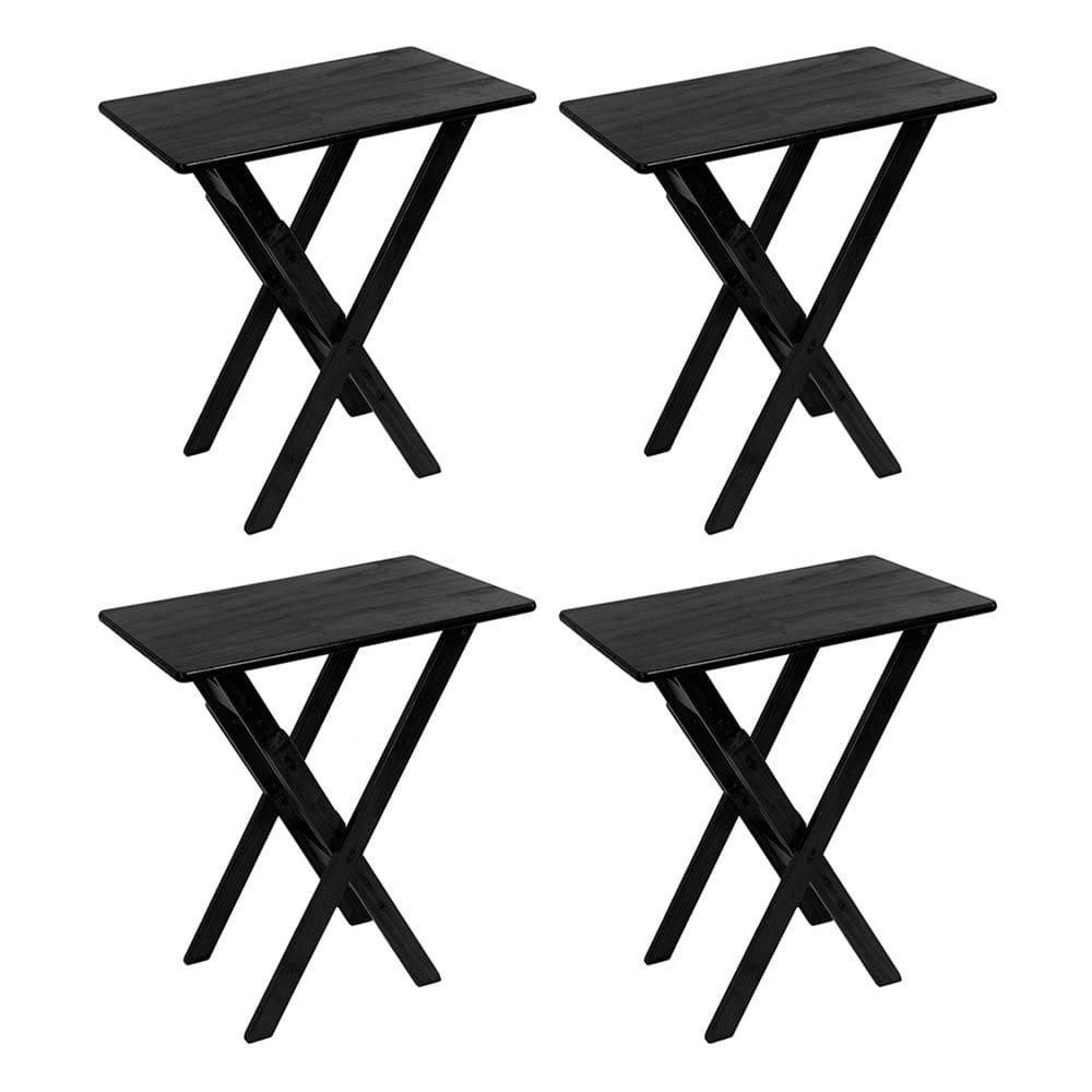 Kit 4 Mesas Aparadores Compacto 43x68 Madeira Dobravel Bares Preto