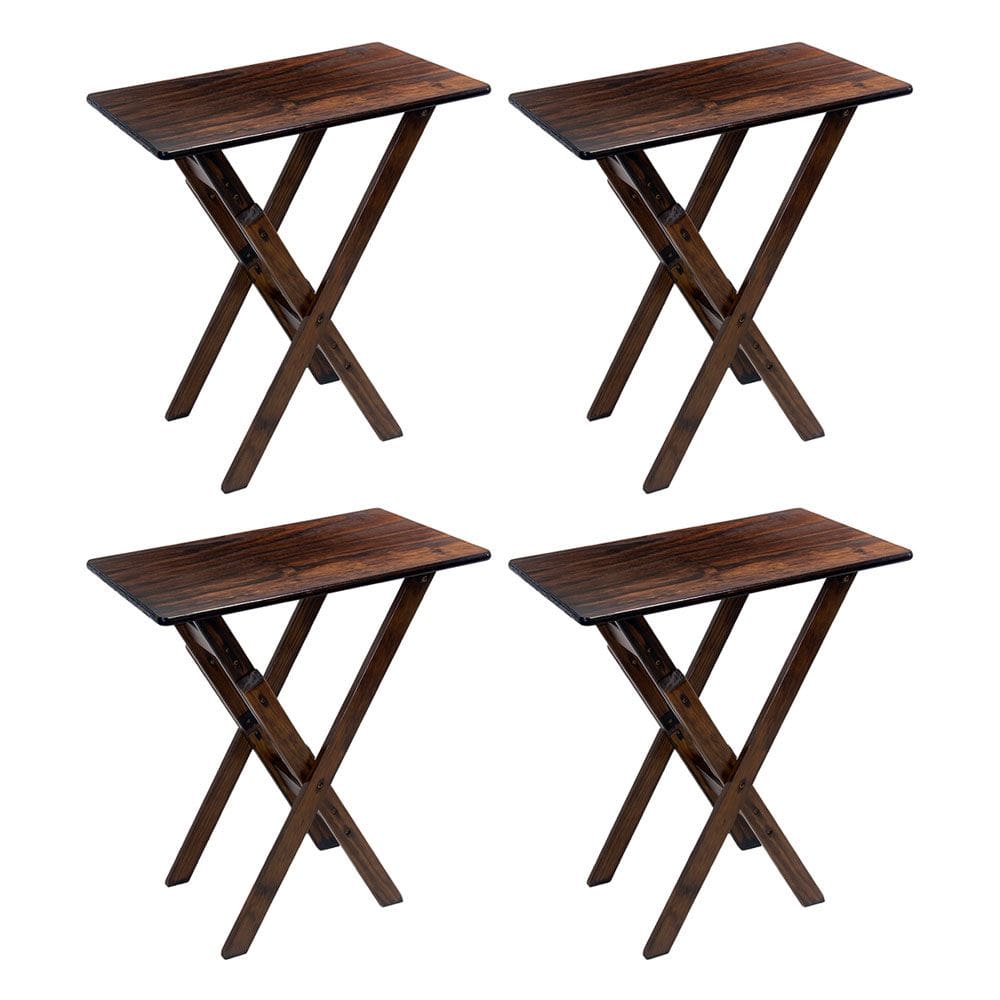 4 Mesinhas Aparador Versátil Dobravel de Madeira, Compacta Imbuia