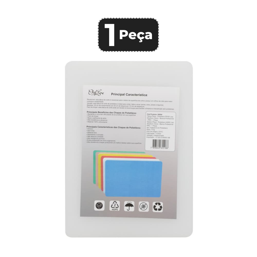 Tabua Placa - Polietileno Pead Lisa 35X25cm-10Mm