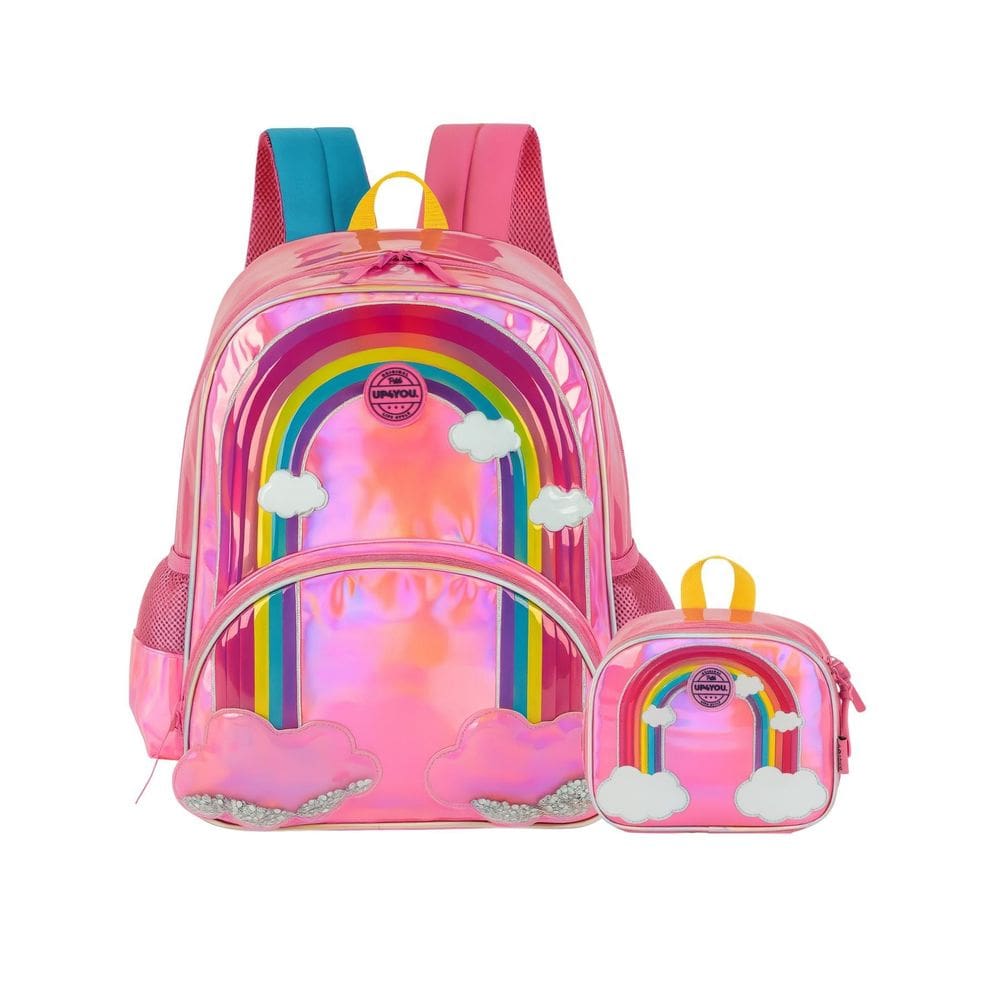 Kit Arco-Íris Mochila De Costas + Lancheira Térmica - Pink