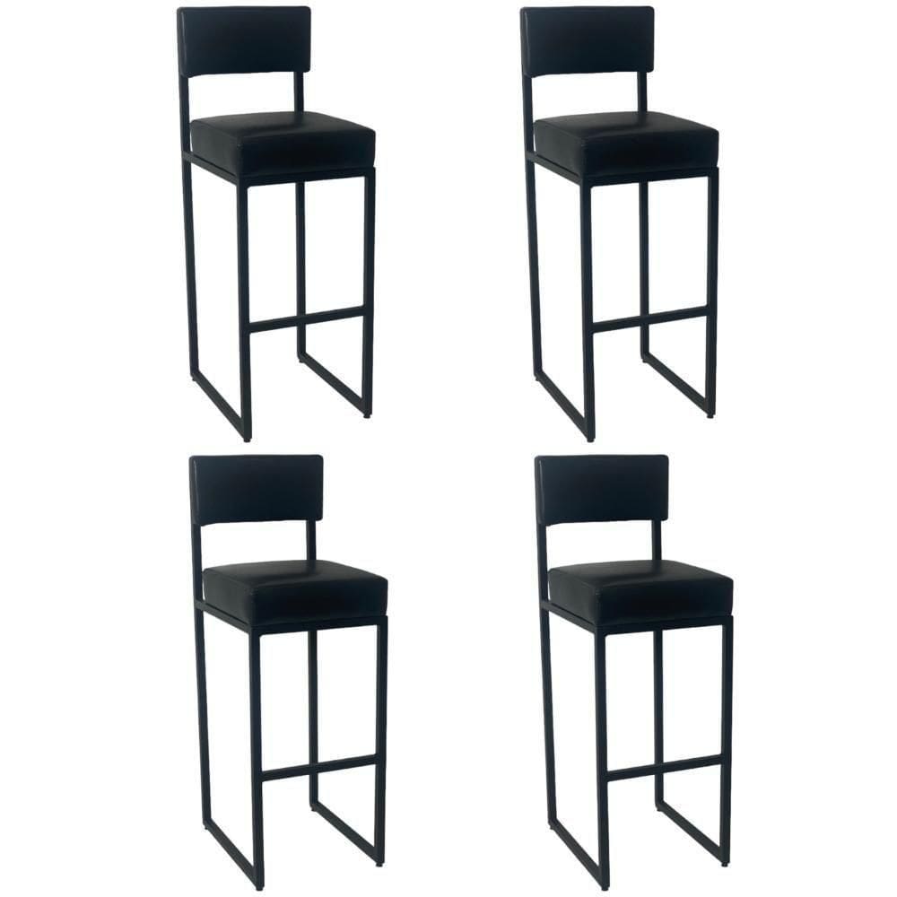 Kit 4 Banqueta Para Churrasqueira Balcão Alta Estofada Nova