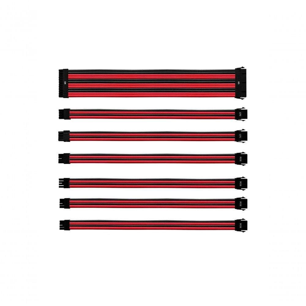 Kit De Cabo De Extensão Sleeved Psu 30 Cm Com Capa De Pvc Cooler Master - Vermelho E Preto - Cma-nest16rdbk1-gl
