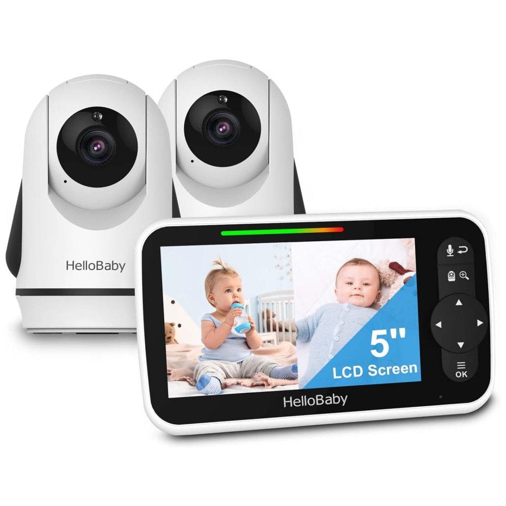 Babá Eletrônica com Câmera, Áudio, Zoom Panorâmico, Visão Noturna, 8 Canções de Ninar, HelloBaby, Branca