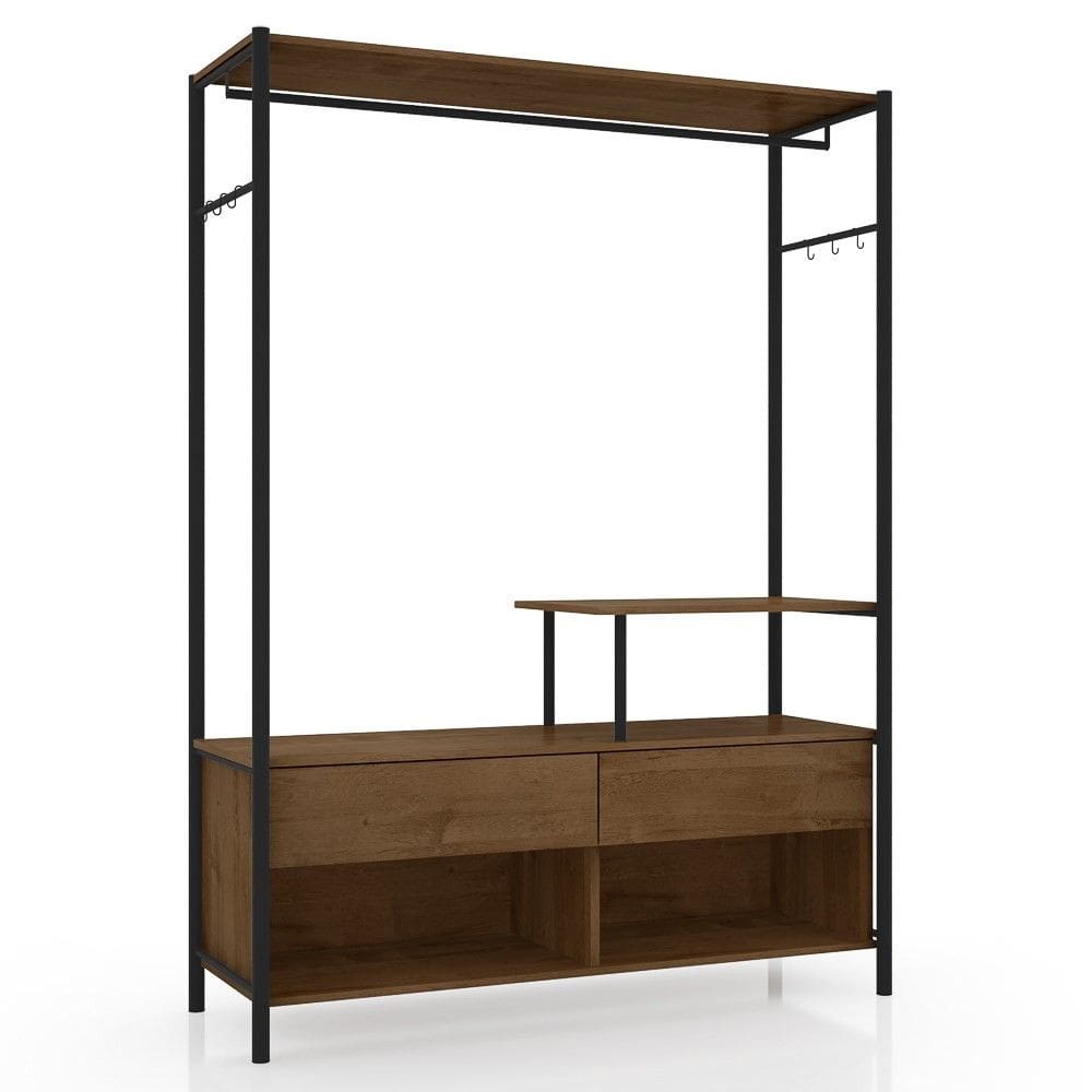 Guarda Roupa Roupeiro Casal Closet Barcelona 02 Gavetas Preto Demolição - Abmaza