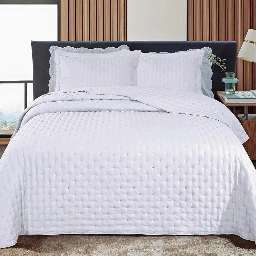 Jogo de Colcha Cobre Leito Lisa Dupla Face Stillus Jolitex Branca Queen