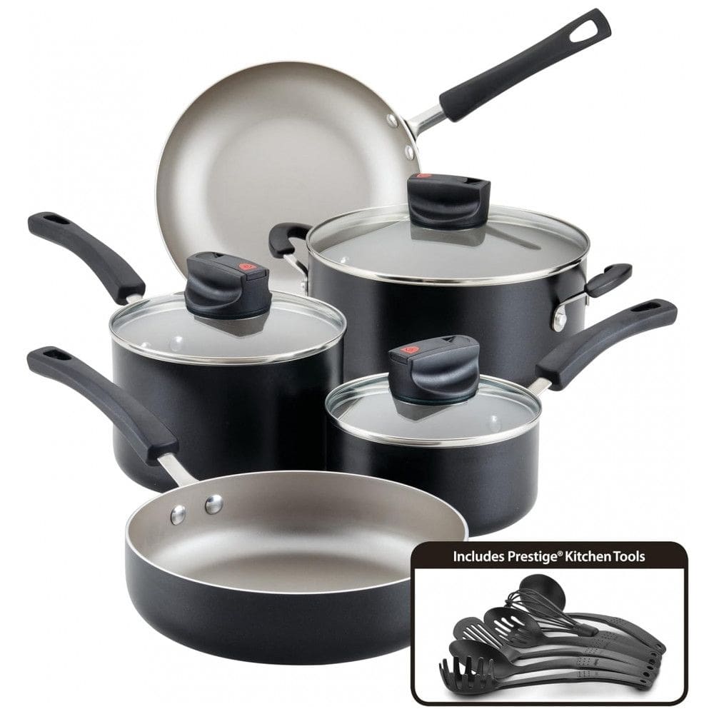 Conjunto de Panelas e Frigideiras Antiaderentesb, 9 Peças, FARBERWARE 22397, Preto