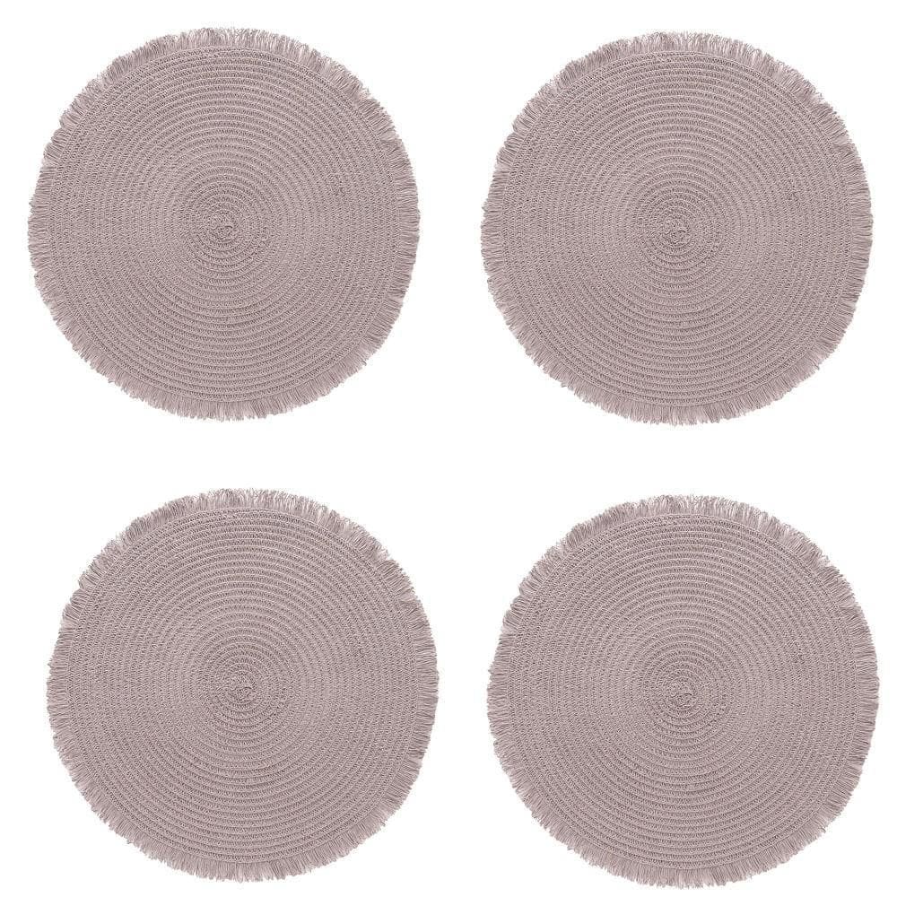 Jogo Americano Redondo Franjas - 4 unidades Cimento queimado