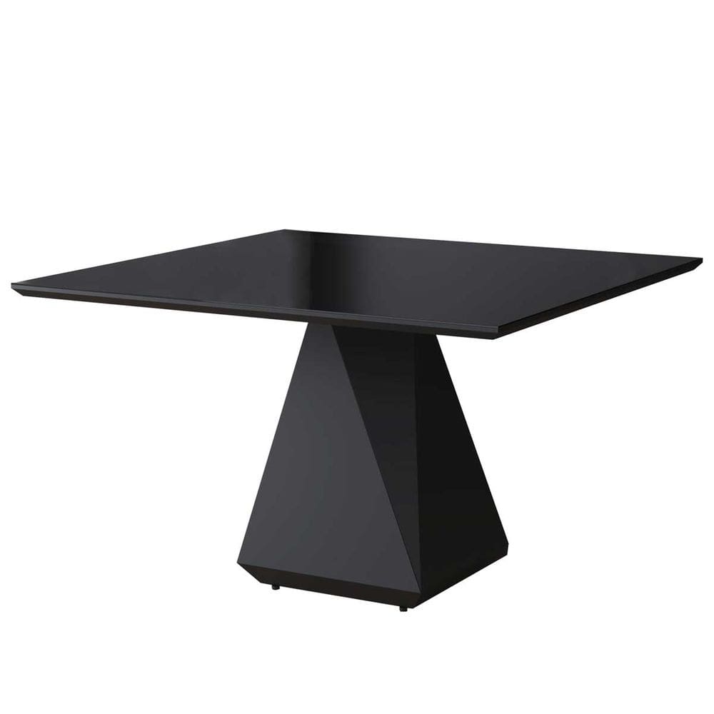 Mesa de Jantar Quadrada 130x130cm Lia Tampo Vidro Preto CCS
