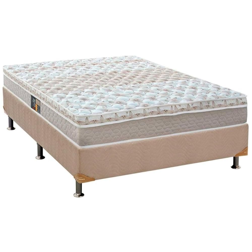 Cama Box Casal: Colchão Molas Ensacadas Castor Class + Base CRC Suede Clean (138x188)