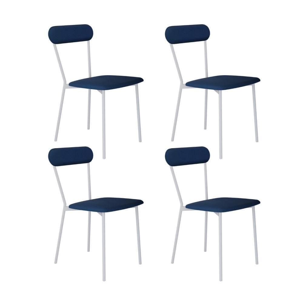 Cadeira Vintage Emília Fixa C-4 Pes 450 X 505 X 810 Mm C-4 Un. Pés Brancos. Cy.azul Jeans Azul Jeans City