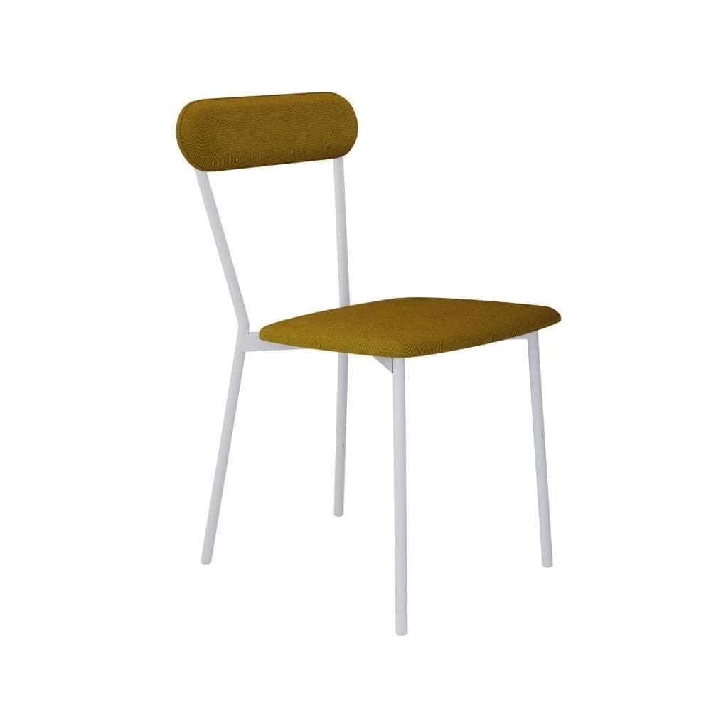 Cadeira Vintage Emília Fixa C-4 Pes 450 X 505 X 810 Mm C-1 Un. Pés Brancos. Cy.mostarda Mostarda City