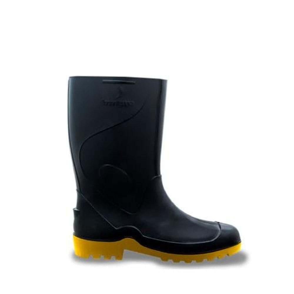 Bota Pvc Impermeável Preta/amarela Nº40 - Cano Médio 28cm - Solado Antiderrapante