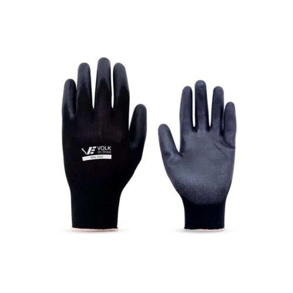 Luva Algodão Revestimento Pu Preta Nº9 Volk Brasil Trabalho Precisão Indústria Automotiva Eletrônica