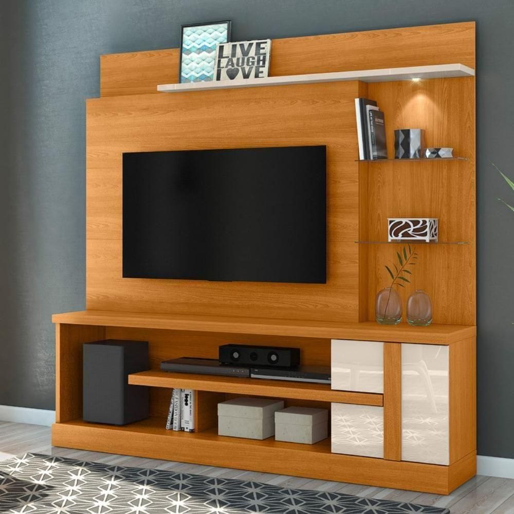 Home Theater Alan Com Nichos Cinamomo/off-white