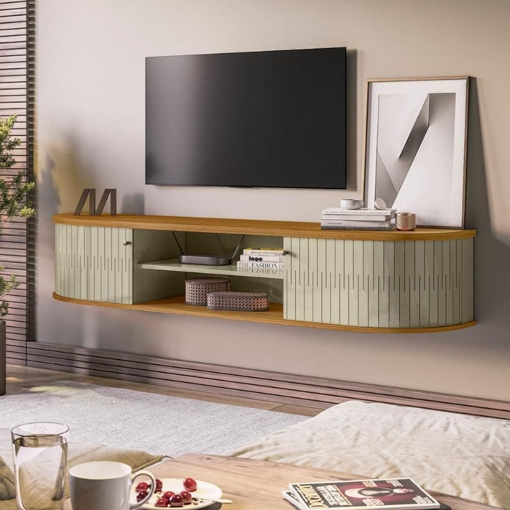 Rack Suspenso Com Design Contemporâneo Algarve Cumaru/opala