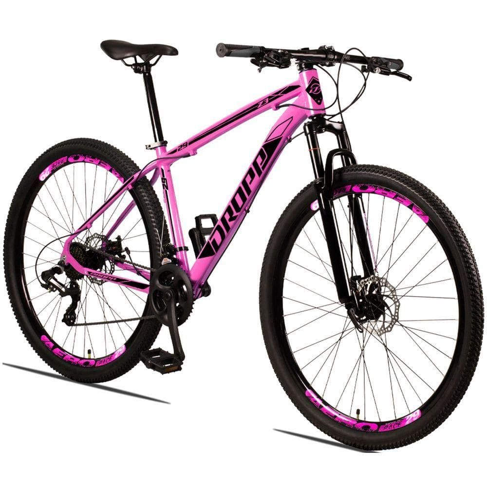 Bicicleta Aro 29 Dropp Z3 H Alumínio Câmbio Shimano 24v Freio A Disco Hidráulico Rosa + Preto 17