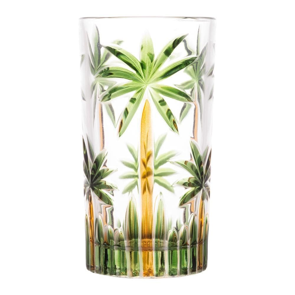 Copo Alto Palm Tree Handpaint 360Ml Cristal