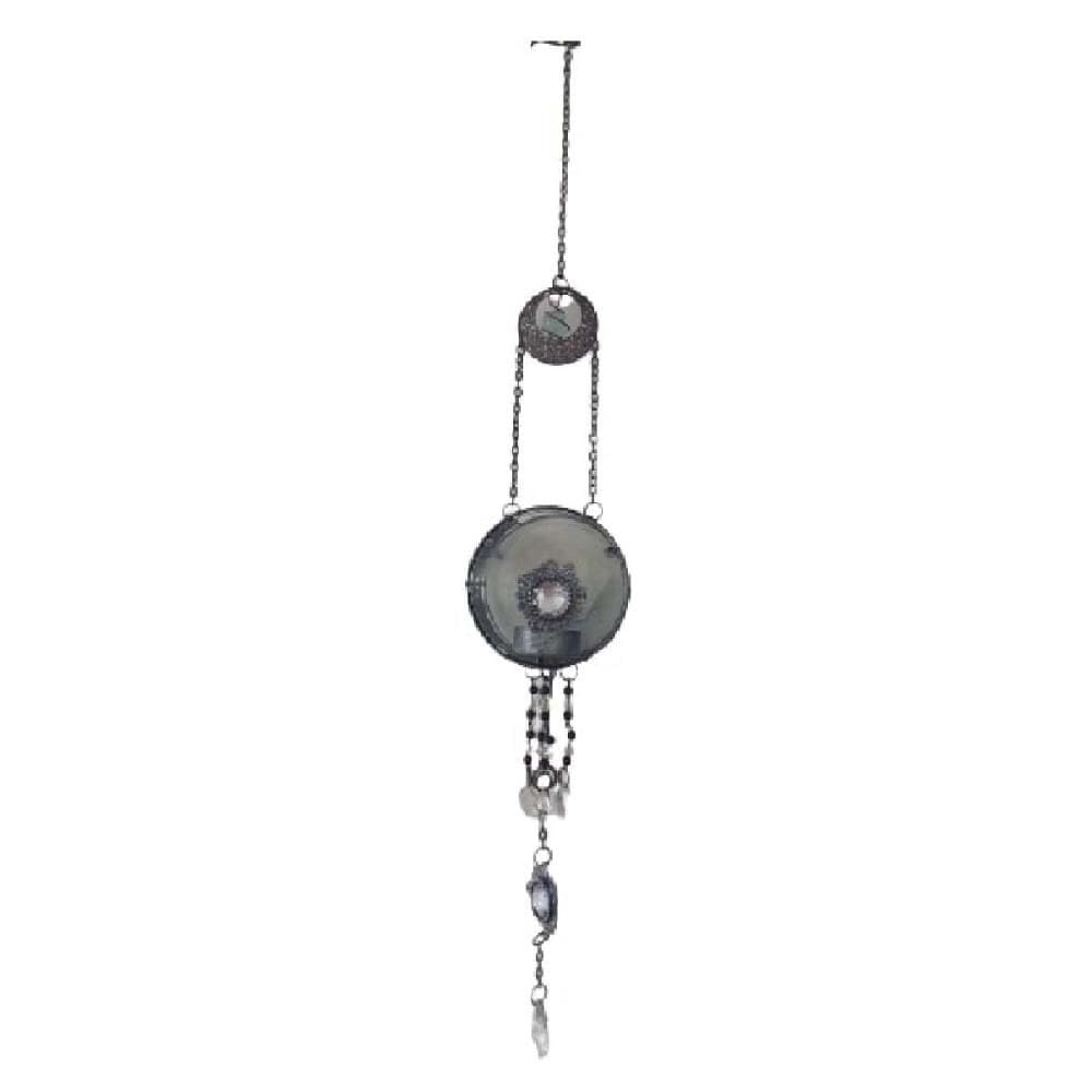 Porta Vela Suspenso Castiçal Vidro Decorativo Luxo Cinza