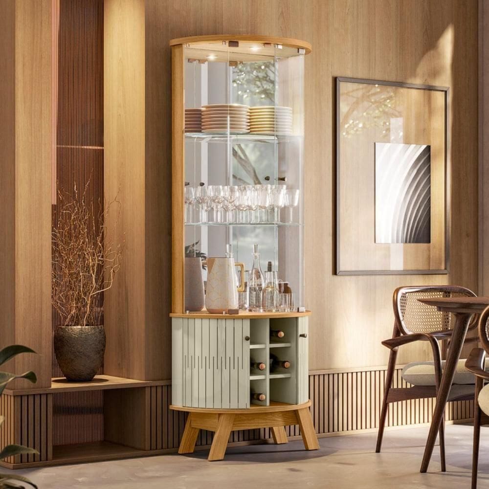 Cristaleira Marina Com Prateleiras Cumaru/opala