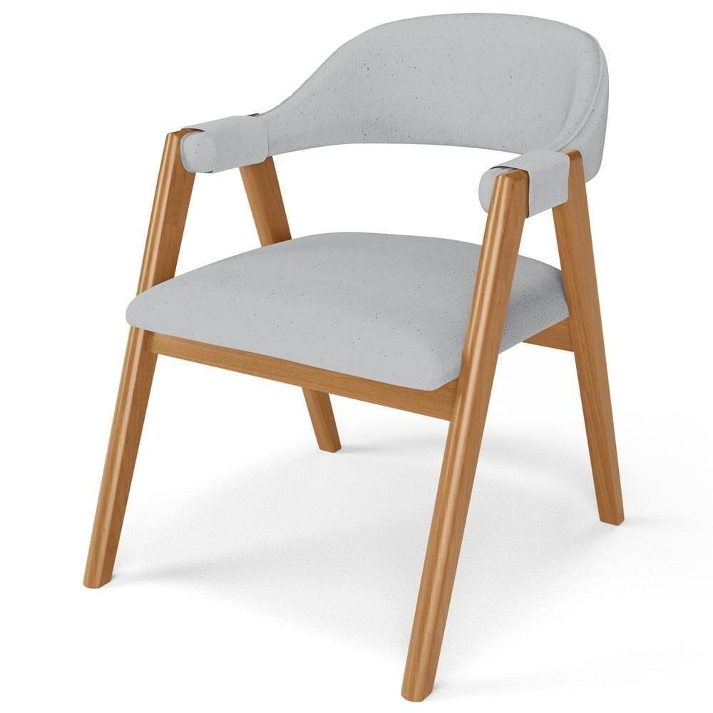 Cadeira De Jantar E Estar Living Estofada Nadja L02 Linho Cinza - Lyam Decor