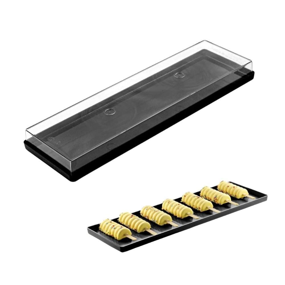 Bandeja Expositor com Tampa Festa Buffet Preto Silikomart