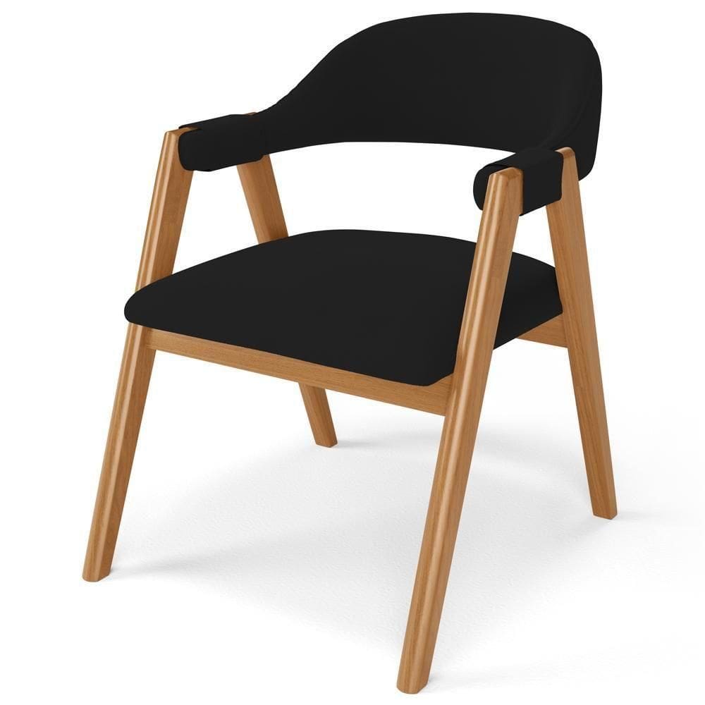 Cadeira De Jantar E Estar Living Estofada Nadja L02 Suede Preto - Lyam Decor