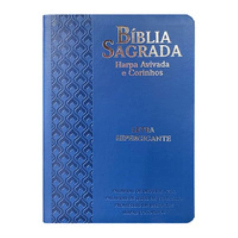 Bíblia hipergigante arc full color pu luxo dourada - Arabesco azul