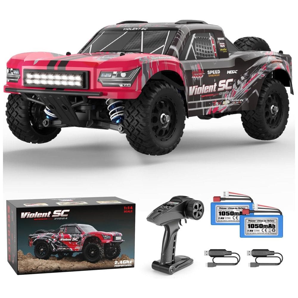 Carrinho de Controle Remoto Off Road 4x4, Escala 1:14 sem Escova com Velocidade até 60km/h, Baterias Li-Po 2S e à Prova d`Água, HAIBOXING