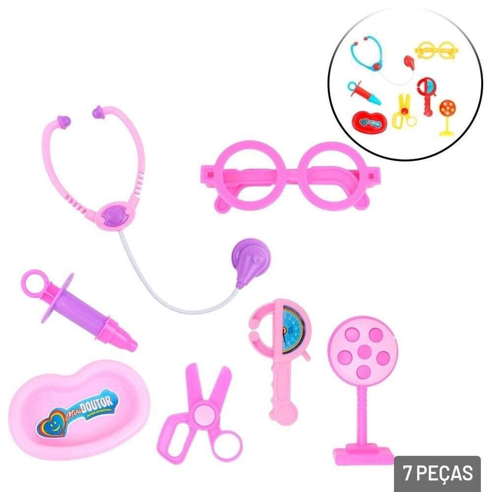 KIT Médico Infantil 07 Peças Mini Doutor Color - Tudo em Caixa