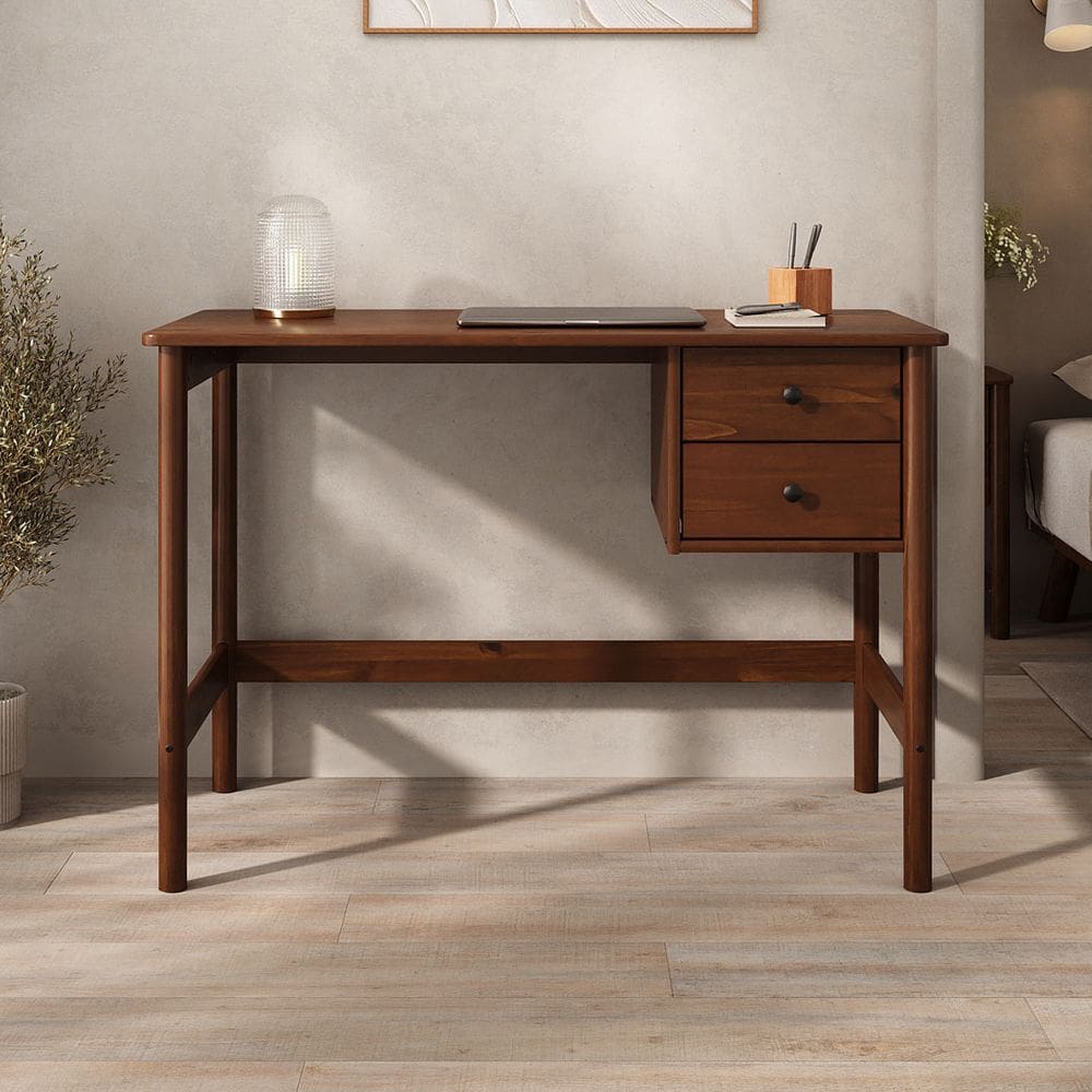 Mesa De Escritório Computador 110 cm Madeira Castanho Marlo