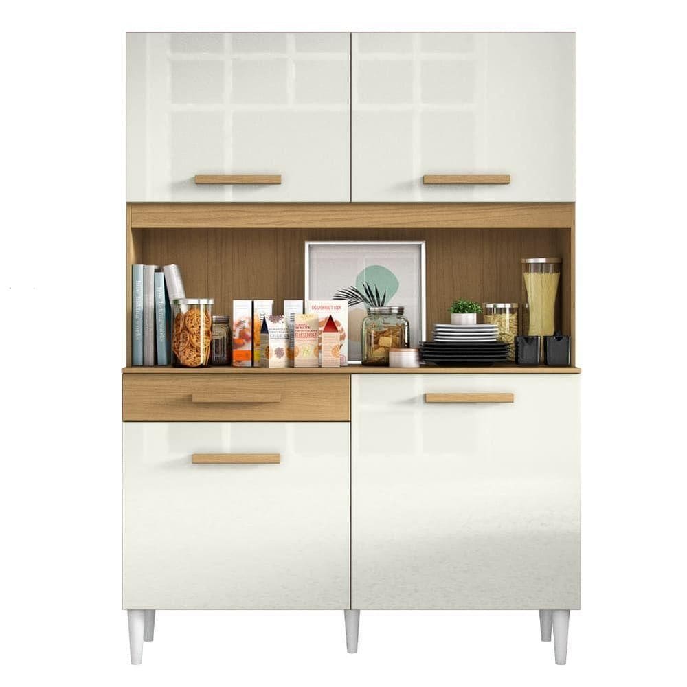 Armário De Cozinha Completa Perola Aramóveis Madeirado