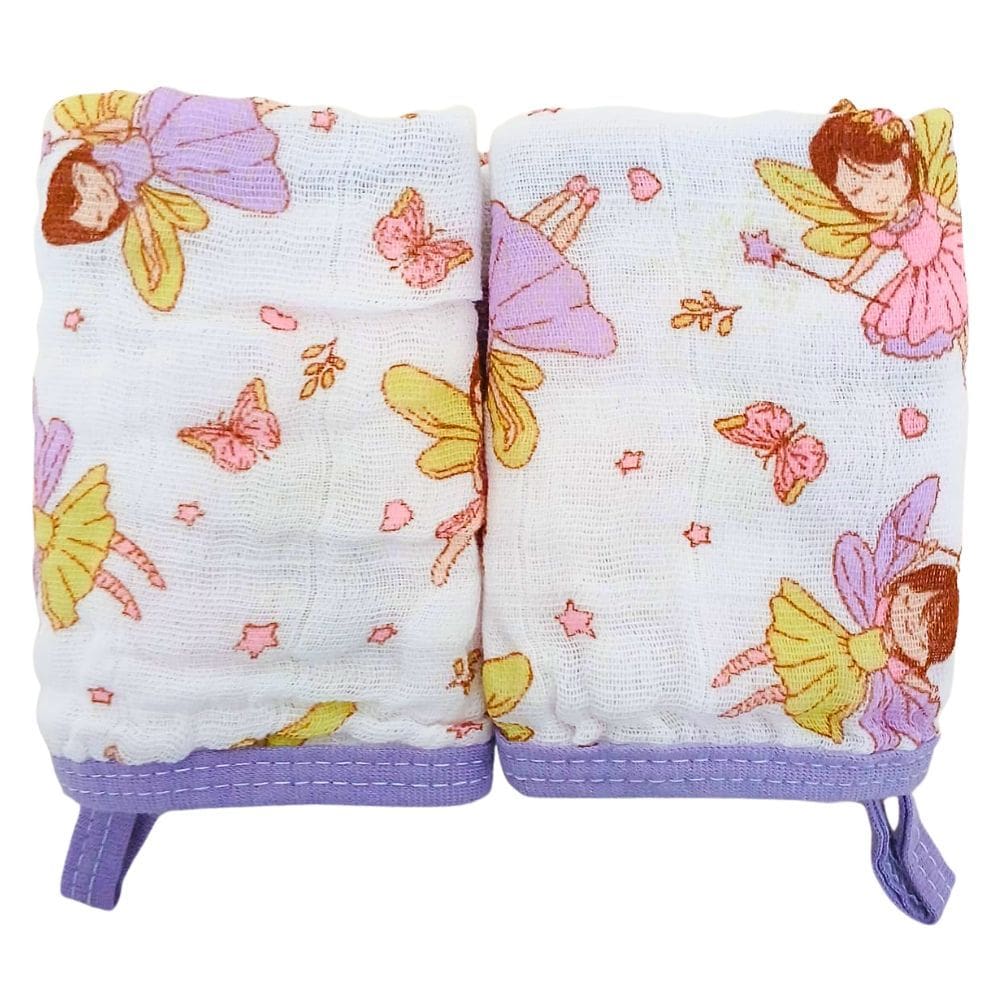Kit 2 Toalhas Pano de Boca Bebe Soft de Algodão  Menina Enxoval Com Prendedor de Chupeta