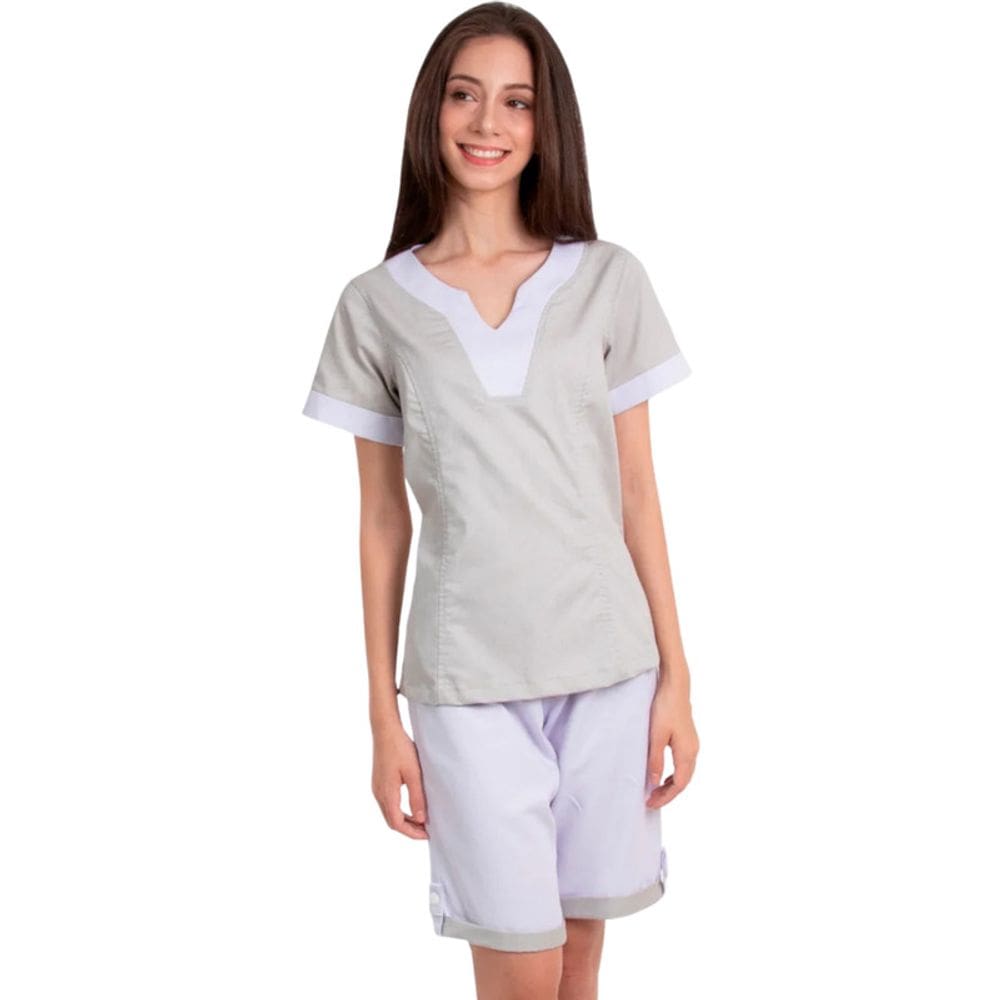 Jaleco Camareira Limpeza Mangas Curtas Bege