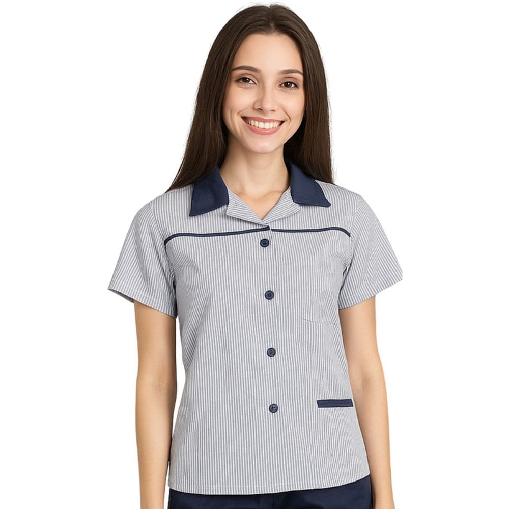 Jaleco Camareira Mangas Curtas Azul Marinho